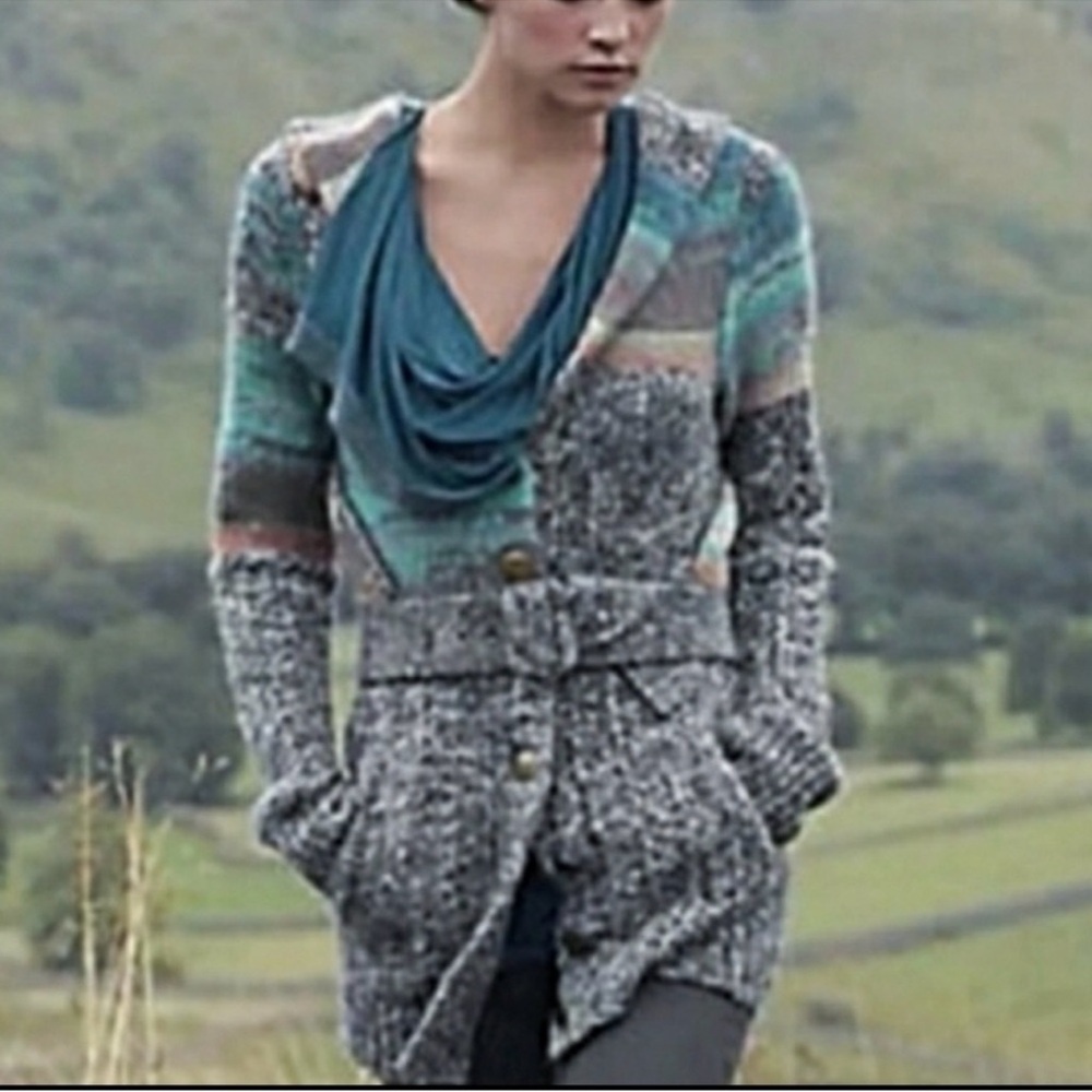 Sleeping on Snow Anthropologie Colorfield Belted Fair Isle Sweater Cardigan
